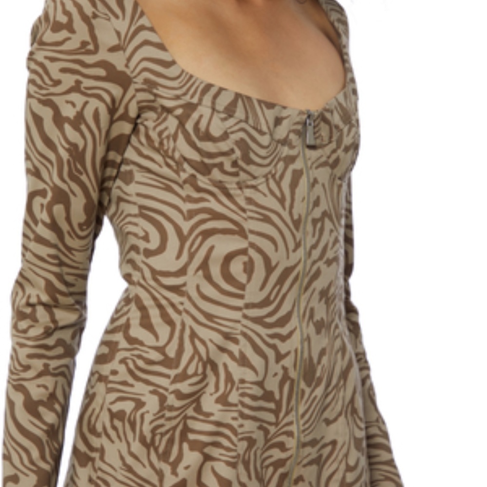 MIAOU Dree Zebra Cotton Mini Dress - Animal Print Size Small NWT - Picture 9 of 10